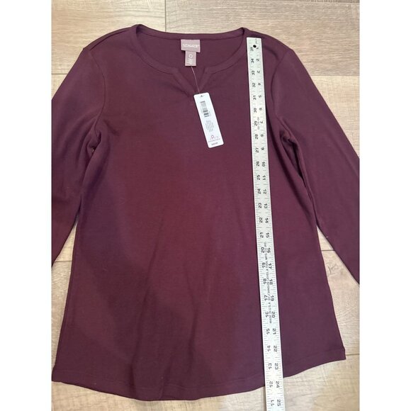 CHICOS WOMENS SIZE 0 US XS 4 3/4 SLEEVE T SHIRT NEW BURGUNDY RED NEW - Picture 3 of 6